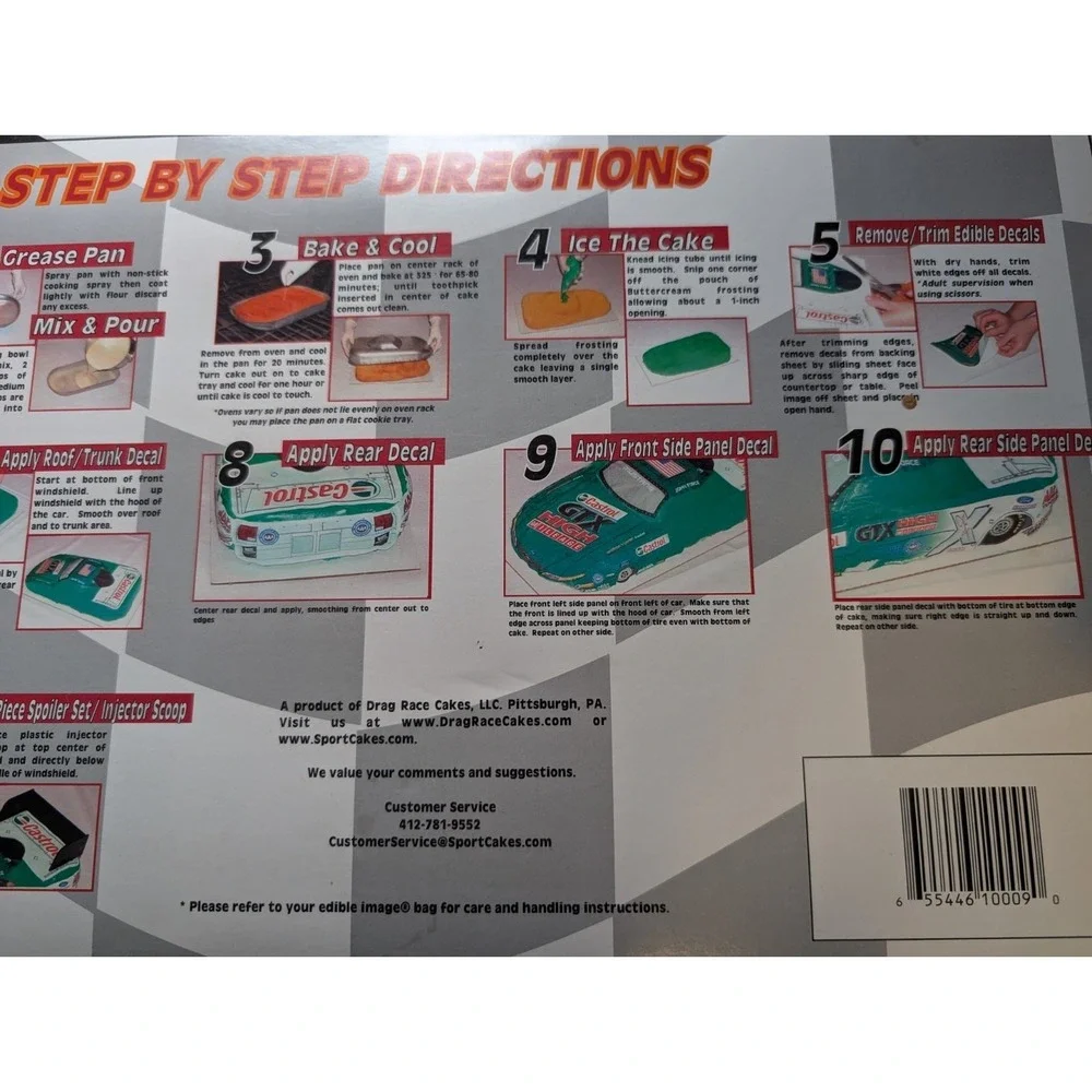 Drag Race Cakes, NHRA Race Car Baking Kit John Force Racing Cake Pan